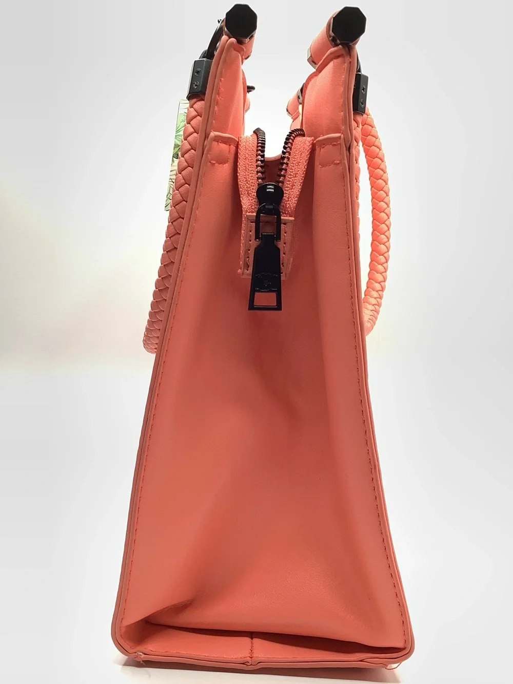 Badgley Mischka Coral Braided-Handle Tote with Top Logo